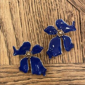 Blue Floral Petal Statement Earrings - Women's Accessories